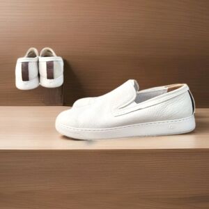 UGG Pismo Lamb Leather Nubuck Cream White Slip On Casual Sneaker Loafer Men 13